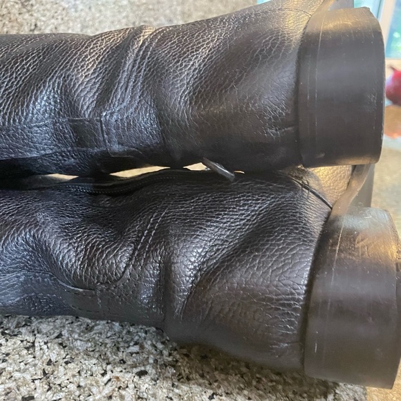 Tory Burch Junction Tall Riding Boots Black Tumbled Leather Size 6 1/2 M - Picture 4 of 6